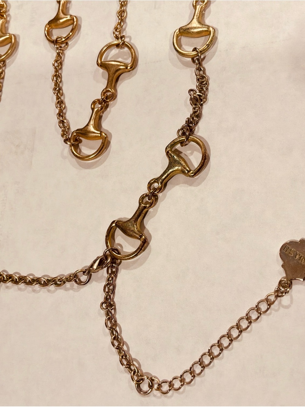 Gold-Tone Horsebit Link Necklace Vintage Hornash - Picture 2 of 7